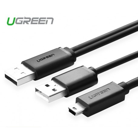 UGREEN - USB 2.0 A male ×2 to Mini 5pin Male Cable - USB to Mini USB cables - UG080-CB