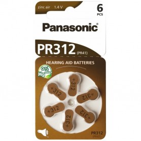 Panasonic, Panasonic 312 / PR312 / PR41 Hearing Aid Battery, Hearing batteries, BL247-CB