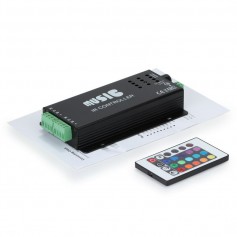 Black 12V 24 Keys RGB Music LED Controller Sound Sensor