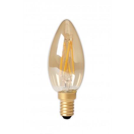 Calex - Calex LED Full Glass Filament Candle-lamp 240V 3,5W 200lm E14 B35, Gold 2100K CRI80 Dimmable - Vintage Antique - CA02...