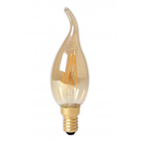 Calex - Calex LED Full Glass Filament Tip-Candle-lamp 240V 3,5W 200lm E14 BXS35, Gold 2100K CRI80 Dimmable - Vintage Antique ...