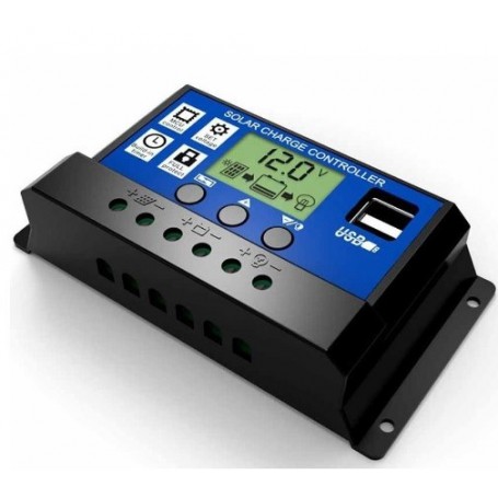 10/20A 12V 24V PWM Solar Panel Regulator Charge Controller & DC USB Port Switch 