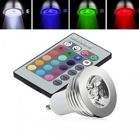 Oem - GU10 3W 16 Color Dimmable LED Bulb with Remote Control - GU10 LED - AL164