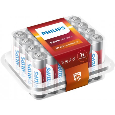 PHILIPS - 24-Pack - AA R3 Philips Power Alkaline - Size AA - BS016-CB