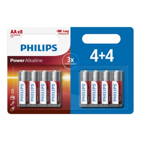 PHILIPS - 4+4 Pack - AA R3 Philips Power Alkaline - Size AA - BS019-CB