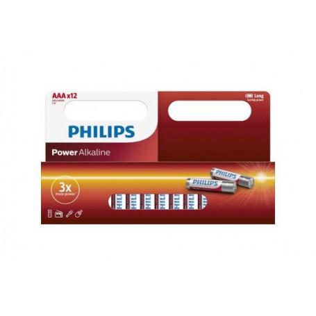 PHILIPS - 12-Pack - AAA R3 Philips Power Alkaline - Size AAA - BS031-CB