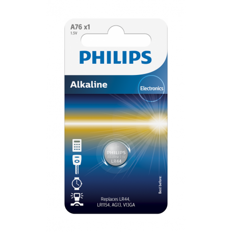 PHILIPS, Philips LR44/76A 1.5v Alkaline button cell battery, Button cells, BS036-CB