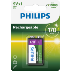 PHILIPS, Philips MultiLife 9V HR22 / 6HR61 170mAh batteria ricaricabile, Other formats, BS049-CB