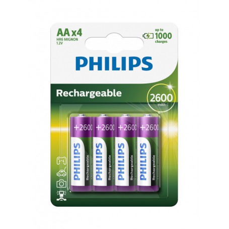 PHILIPS - Philips MultiLife 1.2V AA/HR6 2600mah NiMh rechargeable battery - Size AA - BS050-CB