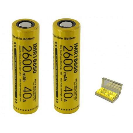 NITECORE, Dou-Pack Nitecore IMR18650 Li-ion 2600mAh 3.7V 40A - 2 Pieces, Size 18650, BS067
