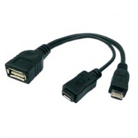 Oem - Micro USB F+M OTG Host USB F Cable Splitter Black AL679 - USB adapters - AL679