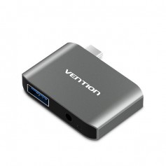 Vention - USB-C C Type USB C To USB 3.0 + AUX Female Adapter - Audio adapters - V050
