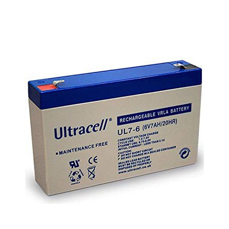 Ultracell - Ultracell UL7-6 6V 7Ah 7000mAh Rechargeable Lead Acid Battery - Battery Lead-acid  - BS140