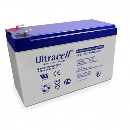 Ultracell - Ultracell UL9-12 12V 9Ah 9000mAh Rechargeable Lead Acid Battery - Battery Lead-acid  - NK401