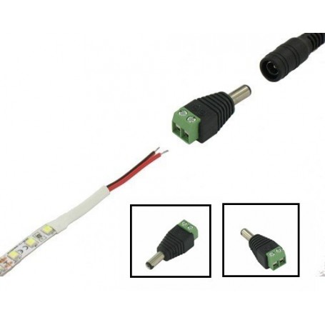 Oem, DC Out Male Socket to Wire Connector - 2 pieces, LED connectors, DCC23-CB