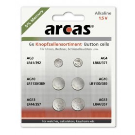 arcas, Arcas Alkaline mixed set 1xAG3, 1xAG4, 2xAG10, 2xAG13, Button cells, BS322-CB