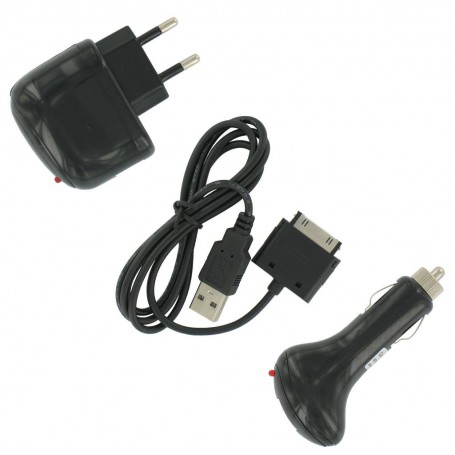 Oem - 4 in 1 Charge/Sync Set For Iphone 3G/3GS/4 Black 00354 - Ac charger - 00354