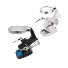 Oem, Magnifying glass Loupe 3x and 4.5x Zoom Solder Holder With LED Lamp, Magnifiers microscopes, AL322-CB