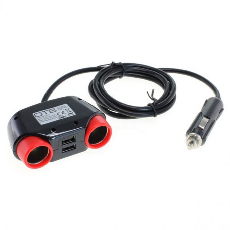 10A KFZ-Adapter / Verteiler Zigarettenanzünder 2x Kupplung + 4 USB 1.2m