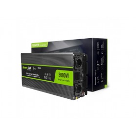 Green Cell, 3000W DC 12V a AC 230V Convertidor convertidor de corriente con USB - Pure/Full Sine Wave, Inversores de batería,...