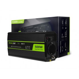Green Cell - 500W DC 24V to AC 230V with USB Current Inverter Converter - Pure/Full Sine Wave - Battery inverters - GC012