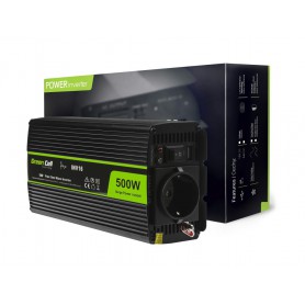 Green Cell, 500W DC 12V bis AC 230V mit USB-Wechselrichter - Pure/Full Sine Wave, Batterie-Wechselrichter, GC037