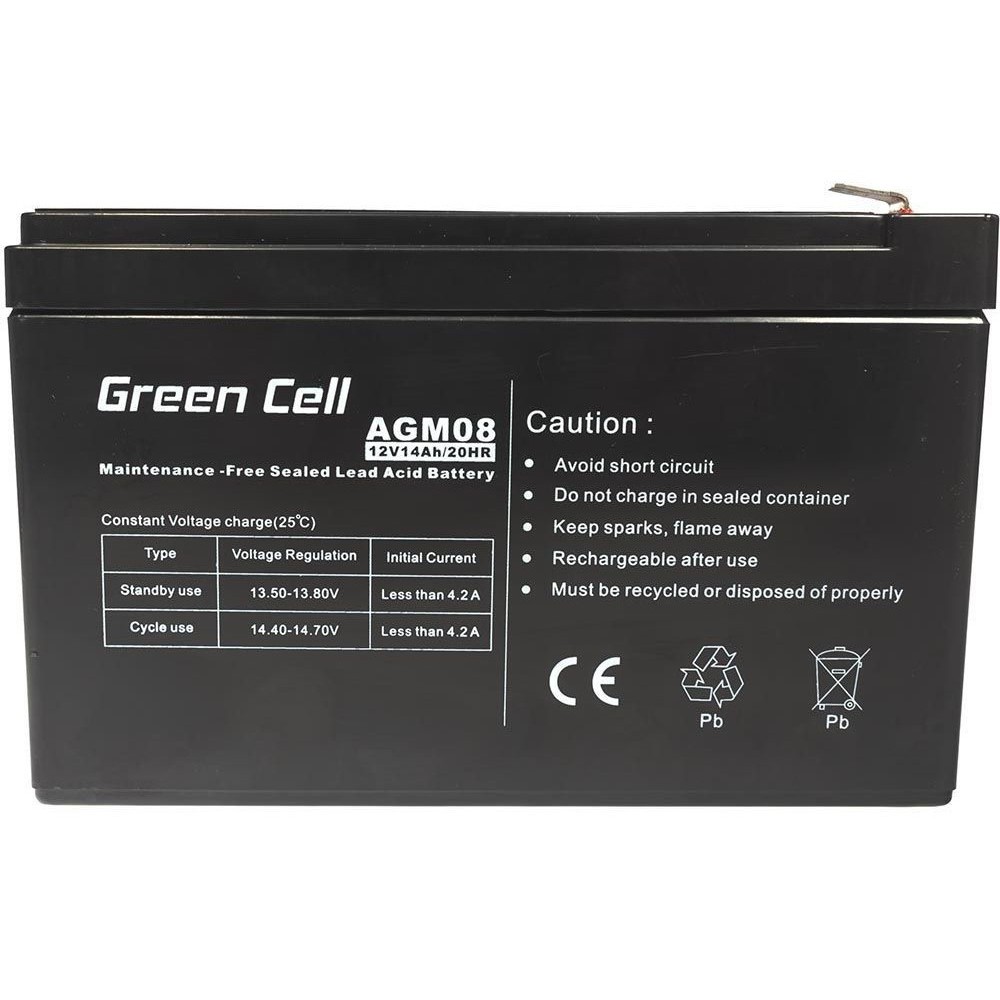 Green Cell 12v 14ah 63mm 14000mah Vrla Agm Batteria Per Battery 3387