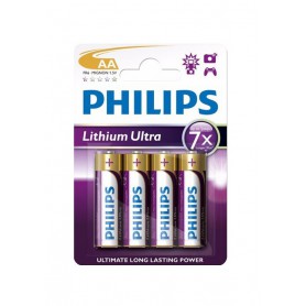 PHILIPS, Philips Ultra FR6 AA 3.000 mAh 1.5 V Battery Lithium - 4-Pack, Size AA, BS428-CB
