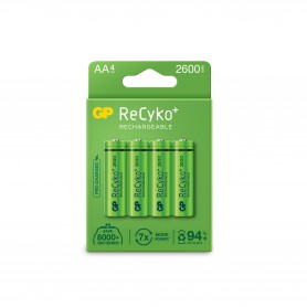 GP, GP Recyko+ 2700 Series AA / HR06 2600mah 1.2V NiMH Rechargeable Batteries, Size AA, NK261-CB