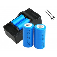 Oem, Dual CR123 / RCR123 16340 Li-ion battery charger + 4 pcs Li-ion CR123A 3.7V 1200mAh rechargeable batteries, Battery char...