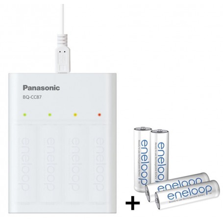 Eneloop - 2.25h Panasonic Eneloop USB Charger Powerbank BQ-CC87 + 4x AA 2000mAh batteries - Battery chargers - BL333