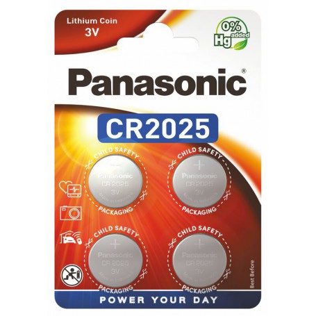 Panasonic - 4-Pack Panasonic CR2025 3V 165mAh Lithium button cell battery - Button cells - BL346