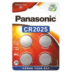 Panasonic - Panasonic CR2025 3V 165mAh Pacco da 4 batterie a bottone al litio - Button cells - BL346-CB