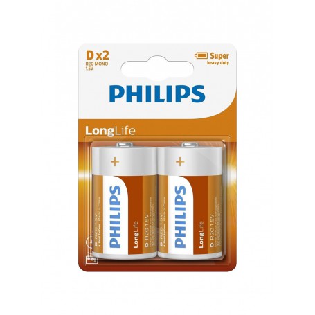 PHILIPS - Philips LongLife D/LR20 Zinc - Size C D 4.5V XL - BS500-D20