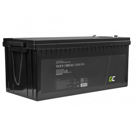 Green Cell, Green Cell LiFePO4 12.8V 200Ah 2560Wh battery for solar panels and campers, LiFePO4 battery, GC115-CAV04