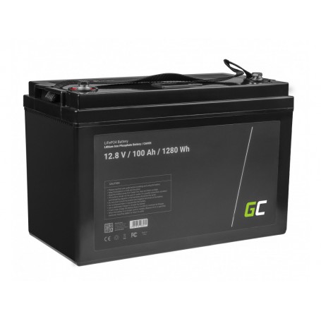 Green Cell, Green Cell LiFePO4 12.8V 100Ah 1280Wh Batterie für Sonnenkollektoren und Wohnmobile, LiFePO4 Batterie, GC116-CAV05