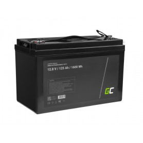 Green Cell, Batería Green Cell LiFePO4 12.8V 125Ah 1600Wh para paneles solares y autocaravanas, Batería de LiFePO4, GC120-CAV13