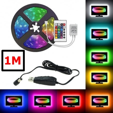 RGB IP20 LED-Streifen SMD3528 60led p/m mit USB-Adapter und RGB-Con