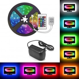 Oem - RGB IP20 LED Strip SMD3528 60led p/m with adapter and RGB controller - LED Strips - AL563-ADP-CB