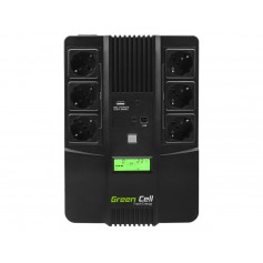 Green Cell, Green Cell UPS Line-interactive 600VA 360W 10 outputs 6xAC 2xUSB 2xLAN, UPS Emergency Power, GC144-UPS06