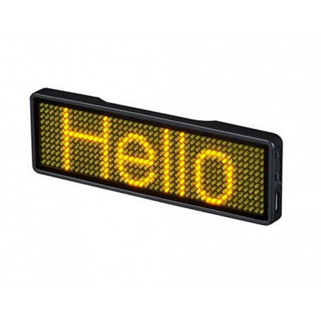 Sertronics, Sertronics Yellow LED name tag 9.3x3cm black edge, LED gadgets, ON6296-YE