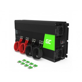 Green Cell, 2000W DC 24V a AC 230V Convertidor convertidor de corriente con USB - Pure/Full Sine Wave, Inversores de batería,...