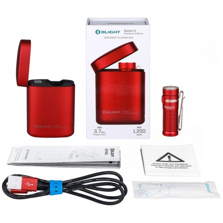 OLIGHT, Olight Baton 3 Premium Kit Red Limited Edition 1200 Lumen LED, Flashlights, BATON-3-KIT-RD