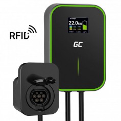 GREEN CELL EV Wallbox PowerBox 22kW RFID charger with Type 2 socket for charging electric cars and Plug-In hybrids
