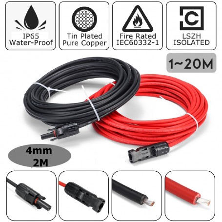 Oem, MC4 4-10mm 2-6mm MC4 Cable Single End Macho-Hembra 2 Piezas - Accesorios solares, Cables Solares, ET001-CB