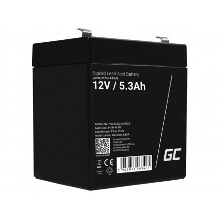 Green Cell - Green Cell 12V 5.3Ah 5300mAh VRLA AGM Battery - Battery Lead-acid  - GC361-AGM45