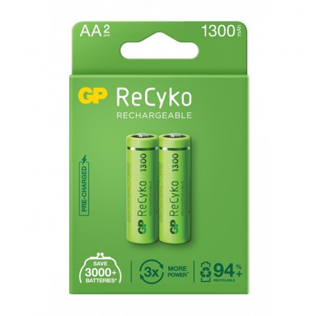 GP, Duo GP ReCyco+ AA / Mignon / HR6 / LR6 1300mAh Rechargeable Battery - 1300 Series, Size AA, BS124-CB