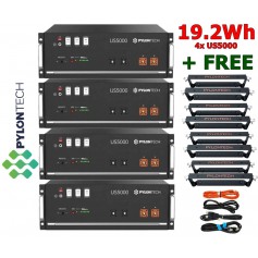 PYLONTECH, Pylontech 4x US5000 19.2kWh 48V + FREE Brackets and FREE cable set, Solar Batteries, US5000-4x