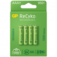 GP R03/AAA GP ReCyko+ 1000 Series 950mAh Rechargeable - Blister 4x