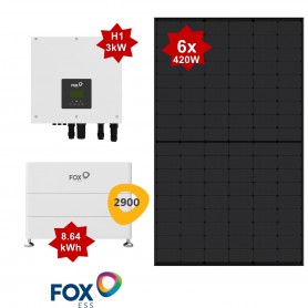 FOX ESS, FOX DEAL - H1-3kW Hybrid inverter + 8.64kWh ECS2900 storage + 6x FREE 420W All Black Solar Panels, Energy system pac...